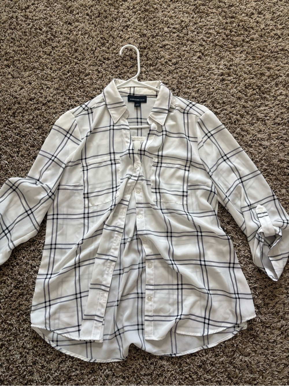 Worthington White Plaid Button-Down Shirt